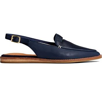 Sperry Saybrook Tumbled Kožené Slingback Tmavomodre - Damske Oxford Topanky